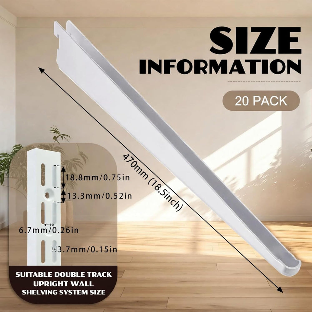 CroBlissful 20 Pcs Adjustable Shelf Brackets for Double Track System Closet O...