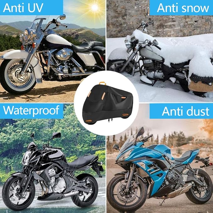 300D Motorbike Cover Waterproof Outdoor, Seceles Durable All Season Protection
