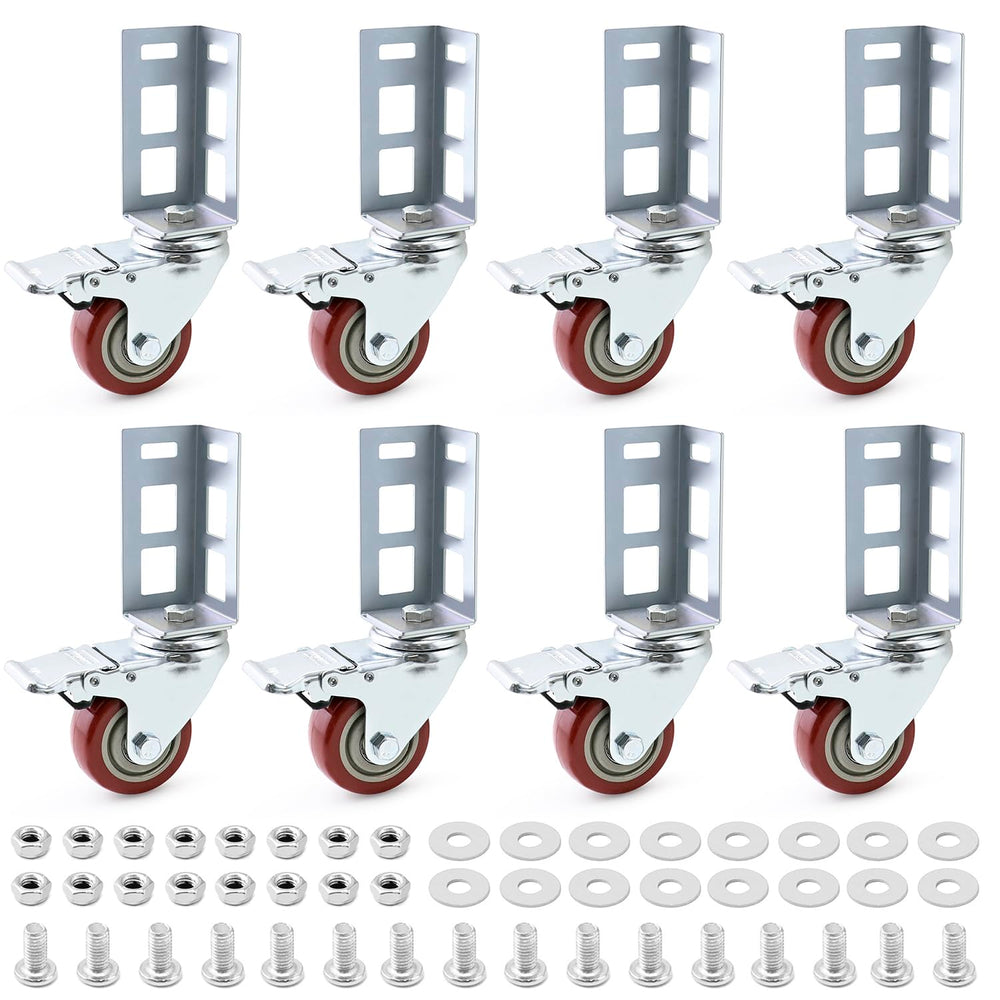 QWORK 3" Boltless Rack Caster Wheels, 8 Pack Storage Shelf Accessories, ...