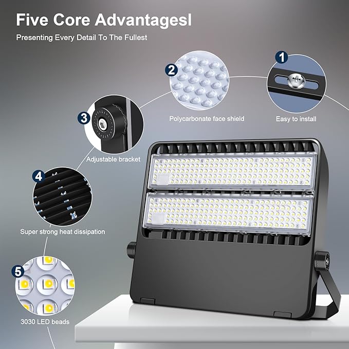 LED Stadium Lights, Outdoor Super Bright 240 Watt 36000 Lumen Stadium Flood (...