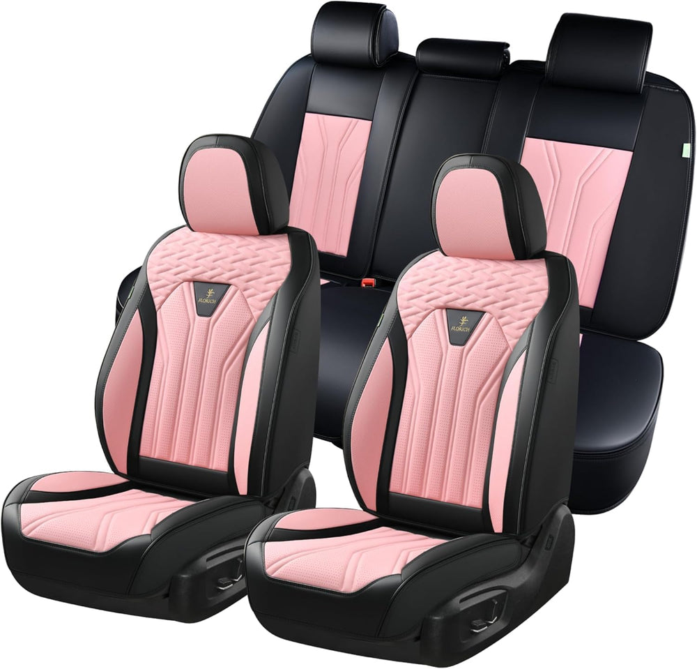 FLORICH Leather Seat Covers Pink Car Seat Covers Full Set Car Seat Protectors...