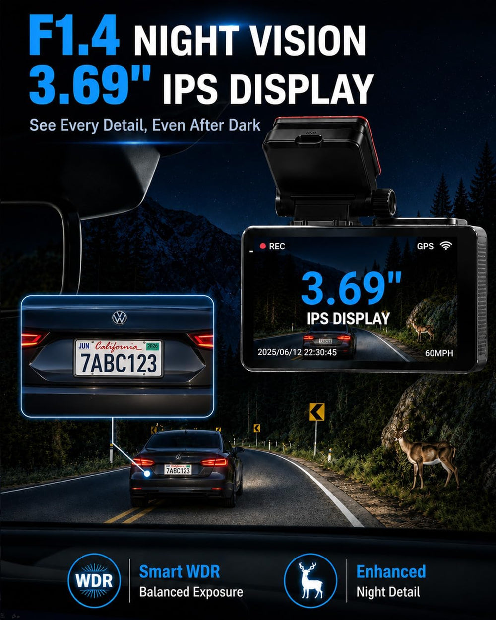 4K+2.5K Dash cam Front and Rear,5GHz WiFi 20MB/s,4K Dash cam with 32GB Card