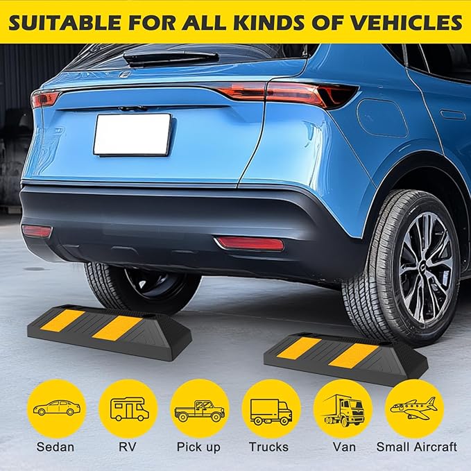 20" Rubber Parking Curb Stop, Car Stopper (4 Pack)