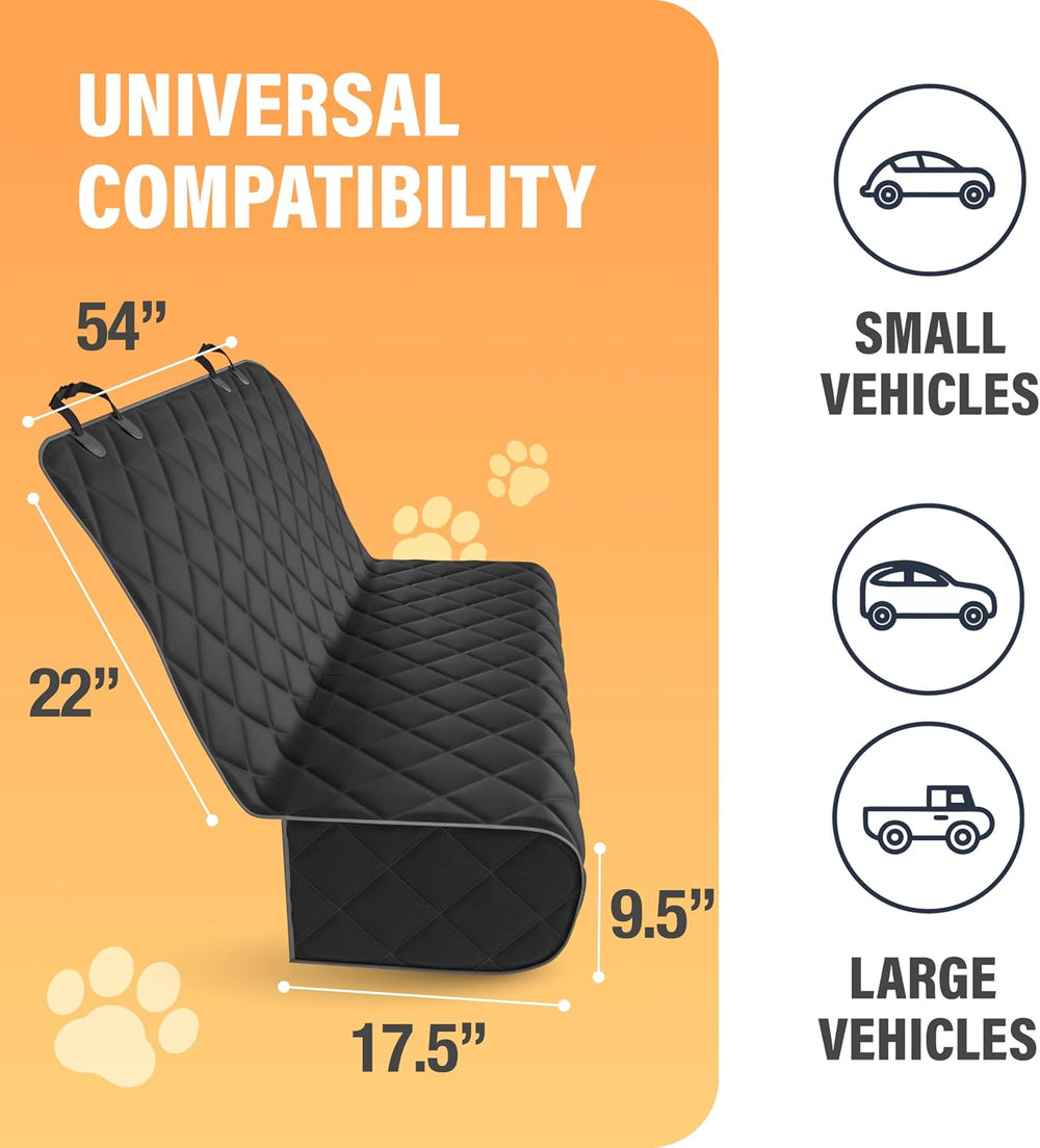 Active Pets Black Car Rear Seat Cover for Dogs, Durable Waterproof & Scra...