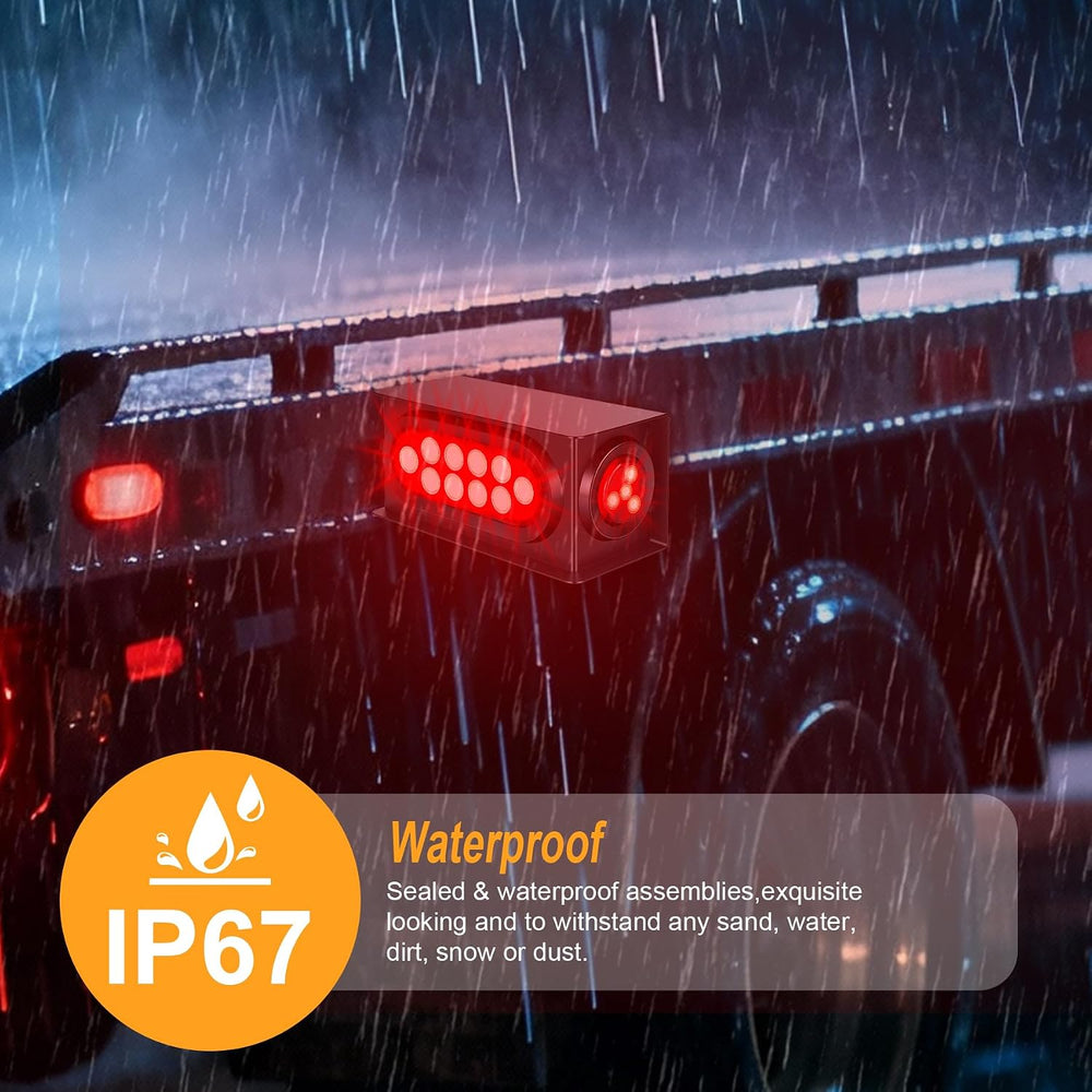 2PCS Steel Trailer Light Boxes Housing Kit with Red Tail Lights, Red Side Mar...