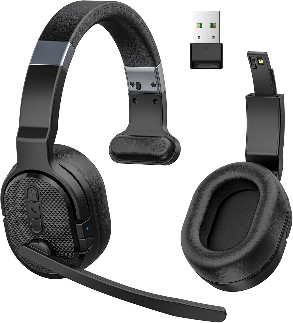 Trucker Bluetooth Headset with Dongle, Wireless Headsets with Noise Cancelling