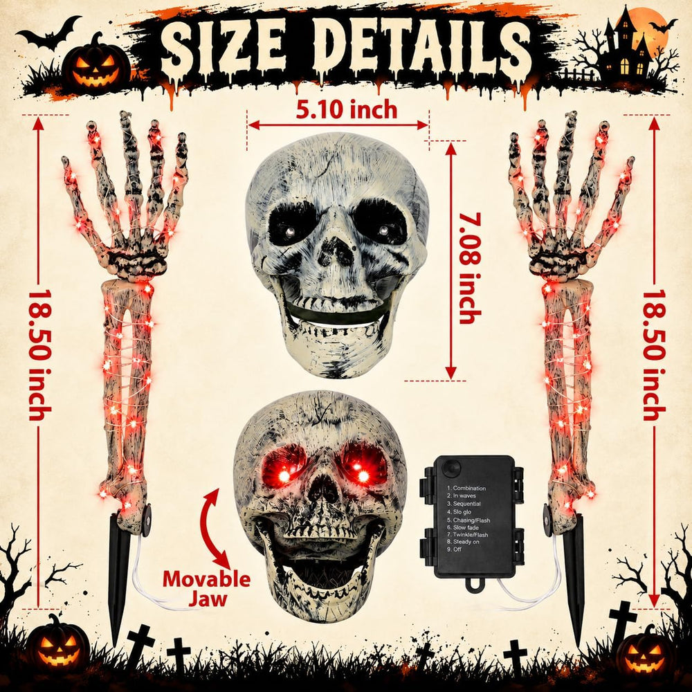 FLYSNK Lighted Halloween Skeleton Groundbreaker Decorations Outdoor, Spooky S...