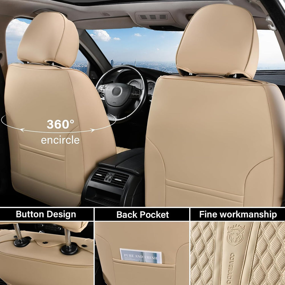 Coverado Front Seat Covers, Car Seat Covers Front Seats, Nappa Leather Seat C...