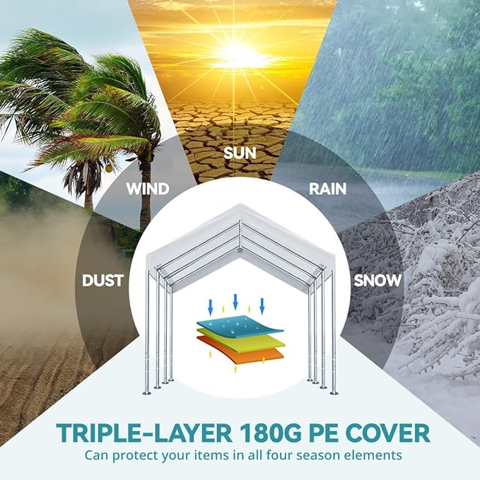 10'x20' Carport Replacement Top Canopy Cover