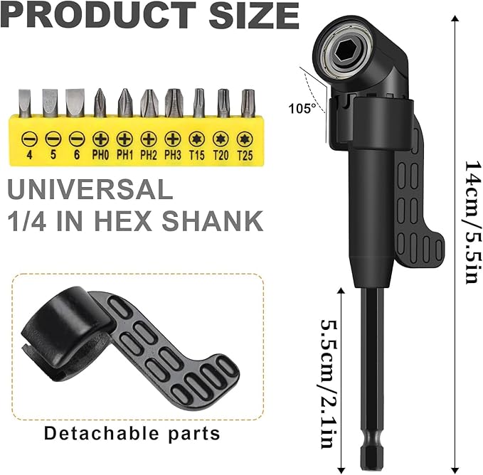 17Pcs Flexible Drill Bit Extension, Include 3Pcs Rotatable Socket Adapter 2Pcs