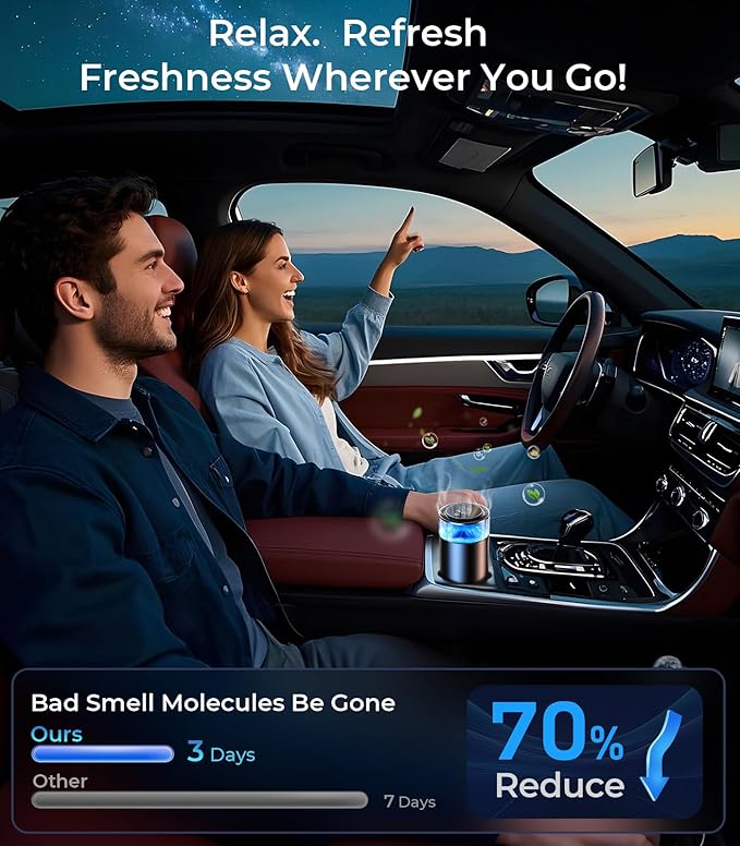 Smart Car Air Fresheners, Ambient Light & Mist Fragrance, Auto On/Off Car...