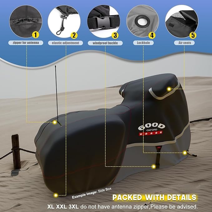 Rosefray Motorcycle Cover 600D Waterproof