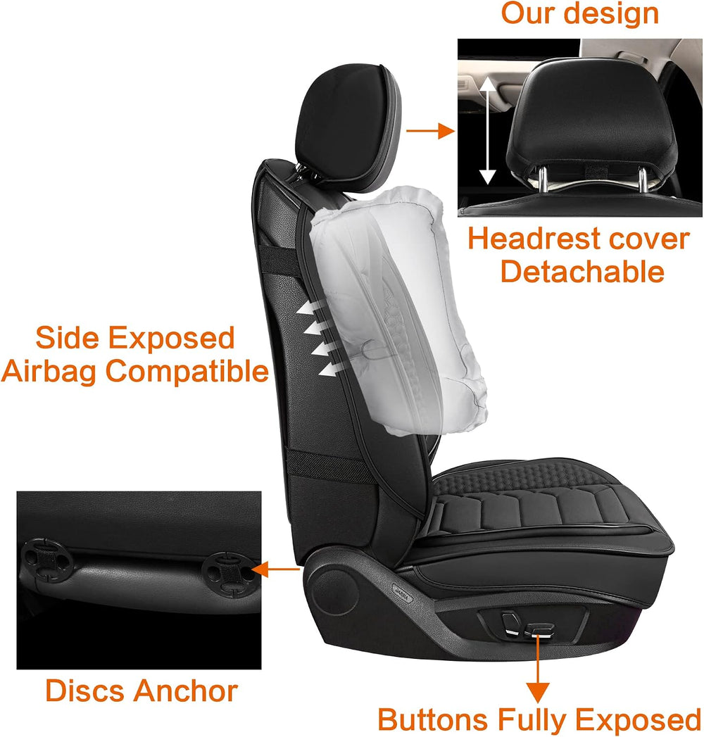 HAIYAOTIMES Leather Car Seat Covers Full Set, Waterproof Faux Leather Seat Co...