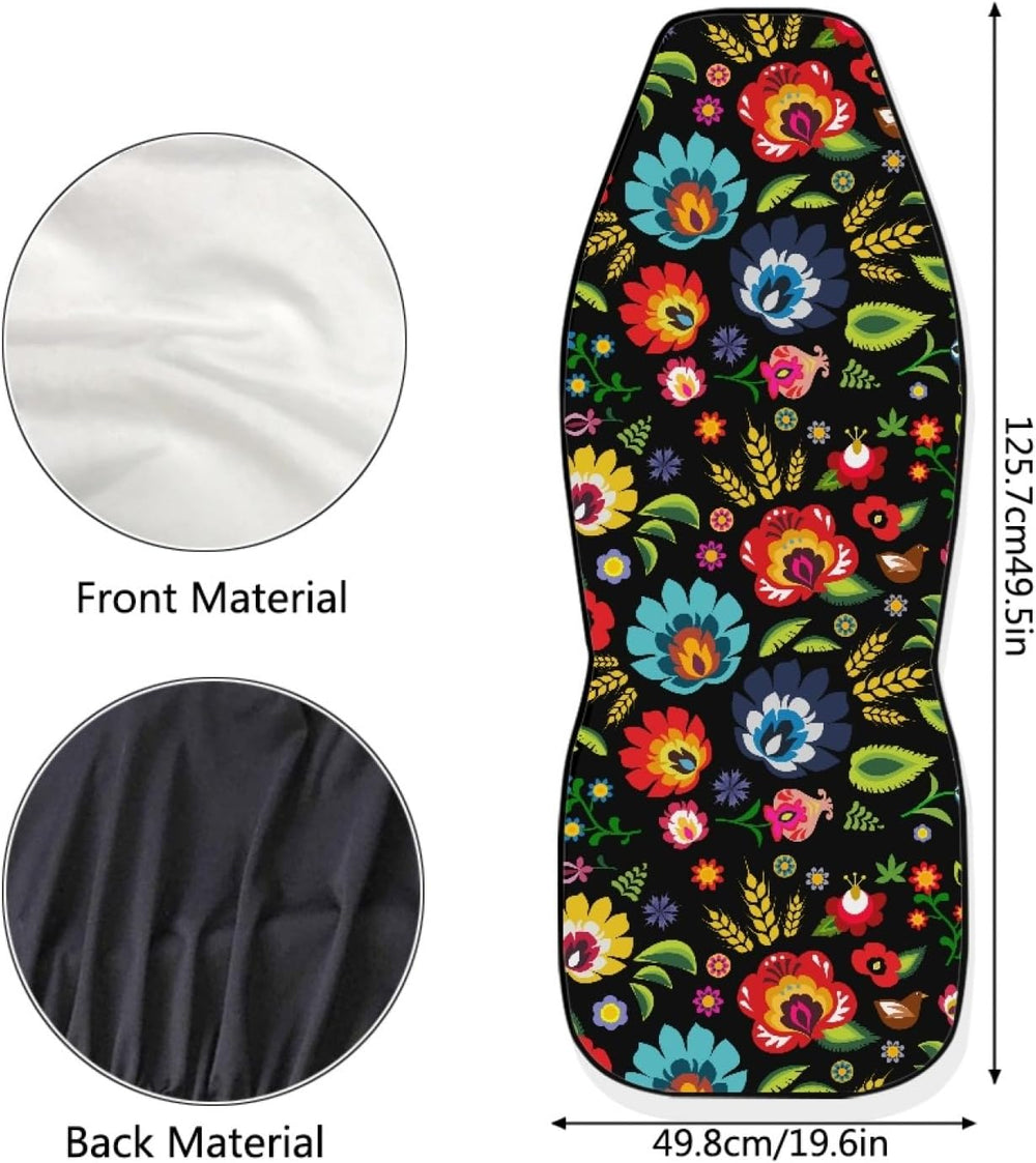 Bulopur Black Boho Floral Car Seat Covers Front Seats Only for Women Men Seat...