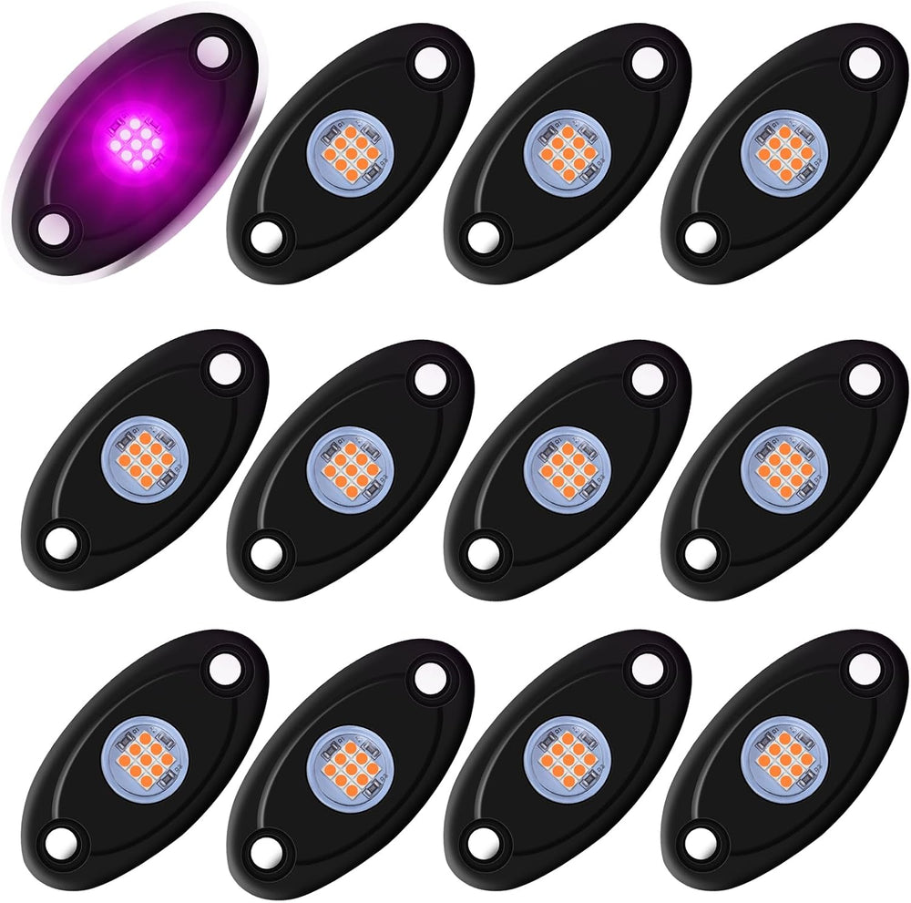 12 Pods Purple LED Rock Lights Neon Underglow Lamp for Car Truck ATV SUV Unde...