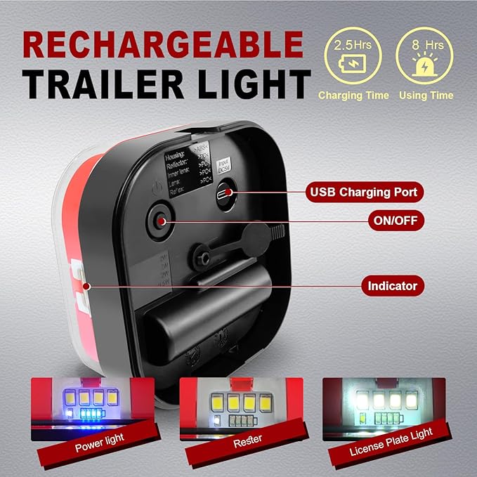 Agrieyes Halo Wireless Trailer Lights, 2 Mounting Options Magnetic Trailer Light