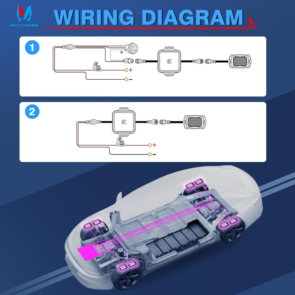 MICTUNING C2 Curved RGBW LED Rock Lights - 12 Pods Underglow Multicolor Neon ...