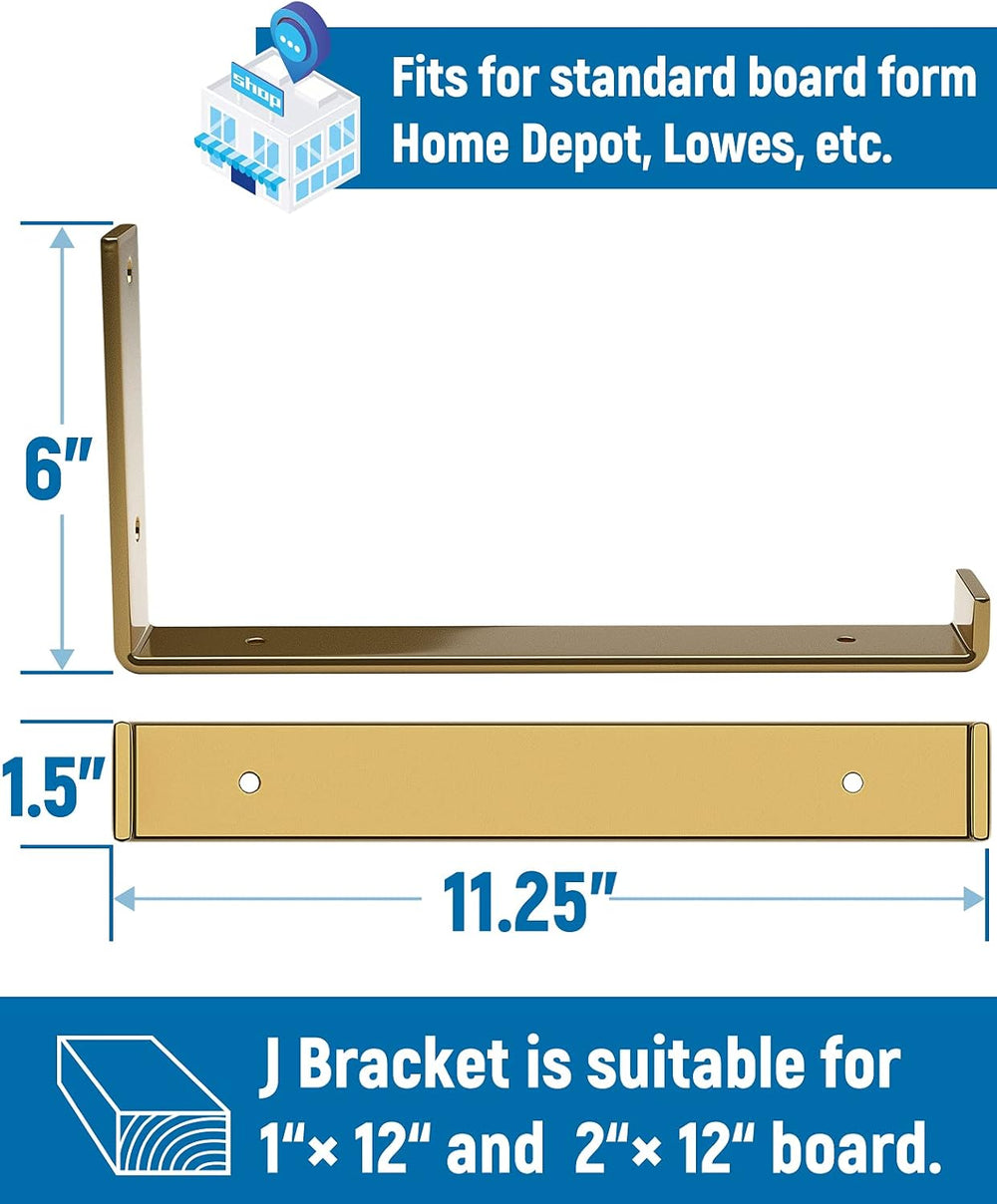 LEOPO 12 inch Shelf Bracket for DIY Floating Shelf, 1/5 inch Thick Heavy Duty...