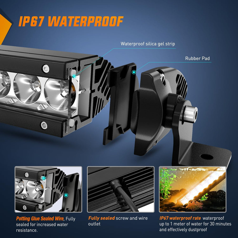 Nilight Led Light Bar Amber 21 Inch 100W Super Slim Spot Flood Combo Driving ...