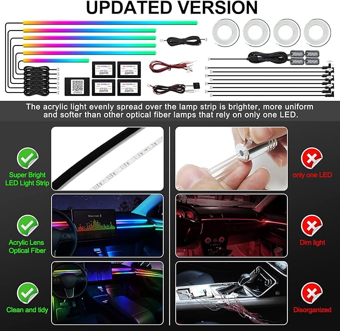 Dreamcolor Acrylic Interior Car LED Strip Light