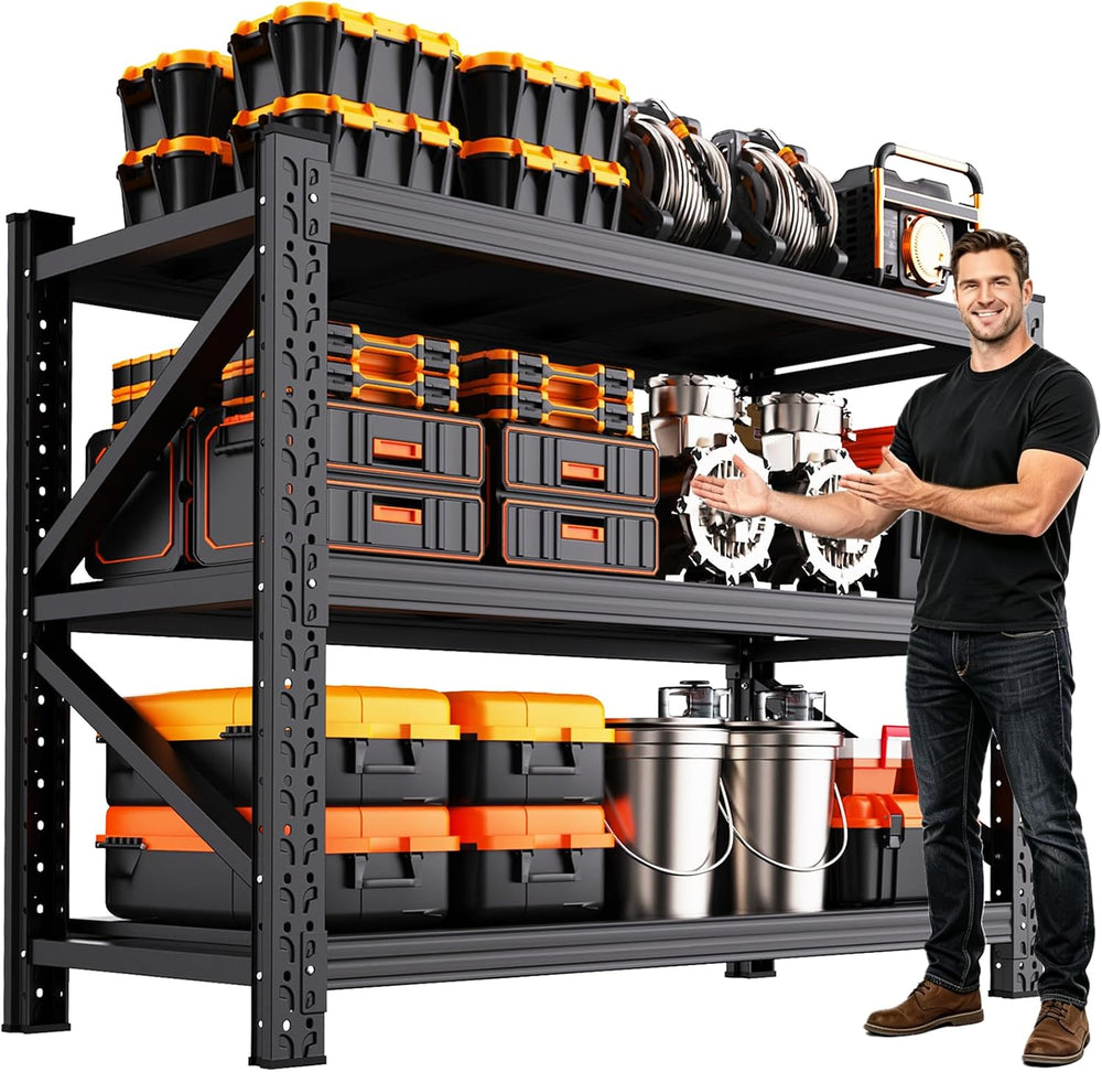 59"W Garage Shelving Heavy Duty Metal Storage Shelves , 3-Tier Garage St...