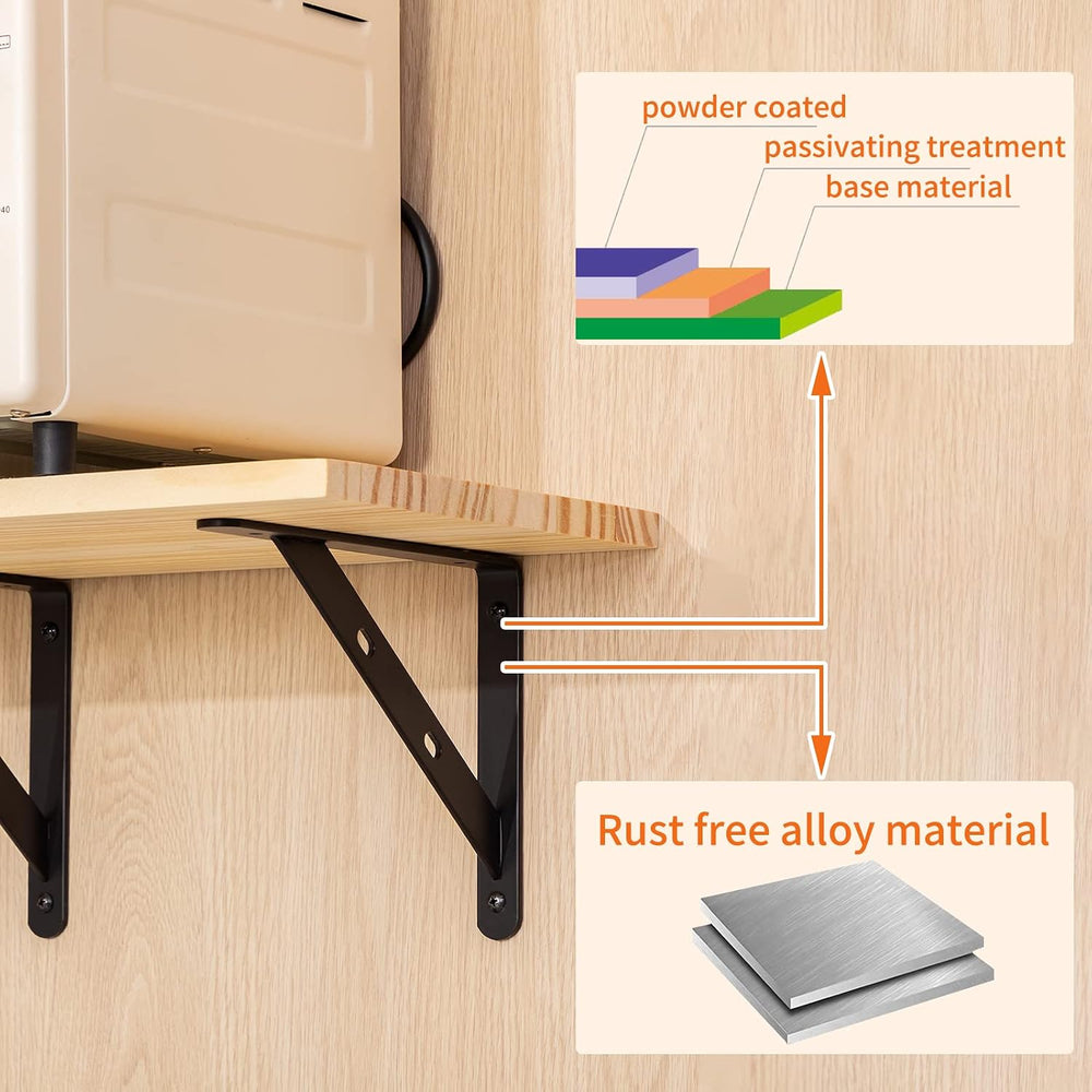 12 Pack 8" x 6" Heavy Duty Aluminum Alloy Shelf Brackets, Max Load ...