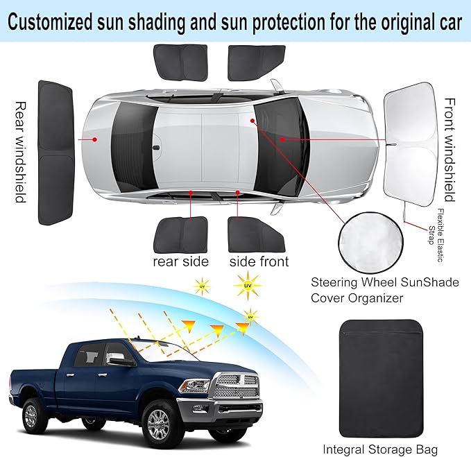 TINGLU Window Shades for Dodge RAM 2500 3500 2010-2025 Accessories Car Side (...