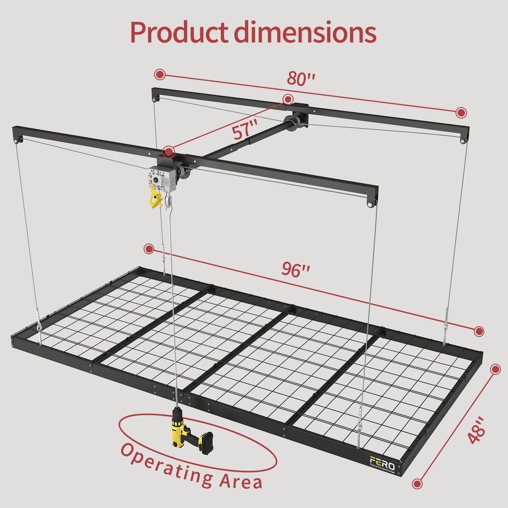 Garage Ceiling Storage Racks – 4x8 FT Overhead Garage Storage Rack with Safet...