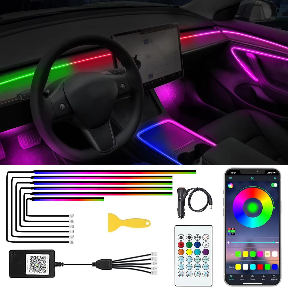 Acrylic Interior Car LED Lights with Remote and Wireless APP 6 in 1,Ambient L...