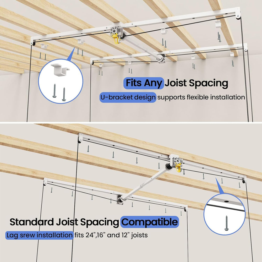 FERO 4x8 Ft Garage Ceiling Storage Rack, 500 lb Capacity with Safety Lock