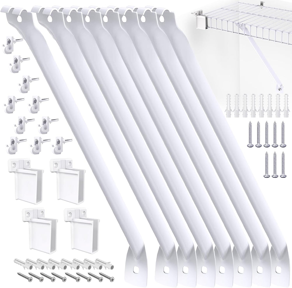 8 Pcs 12 Inch Wire Shelf Brackets, Metal Support Brackets with 10 Wire Shelf ...