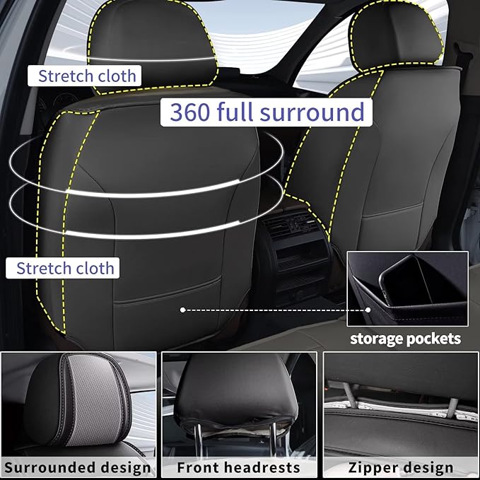 Front Seat Covers Fit for Toyota Camry 2012-2025 Faux Leather Automotive Seat