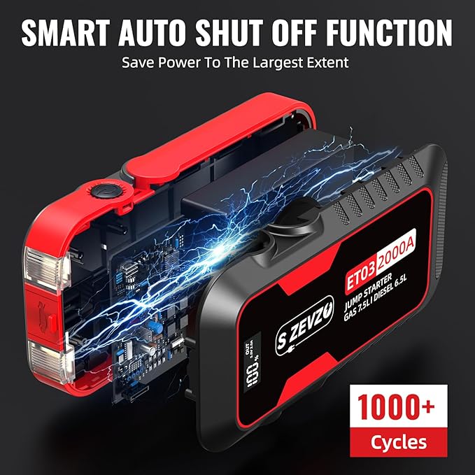 S ZEVZO ET03 Car Jump Starter 2000A Jump Starter Battery Pack