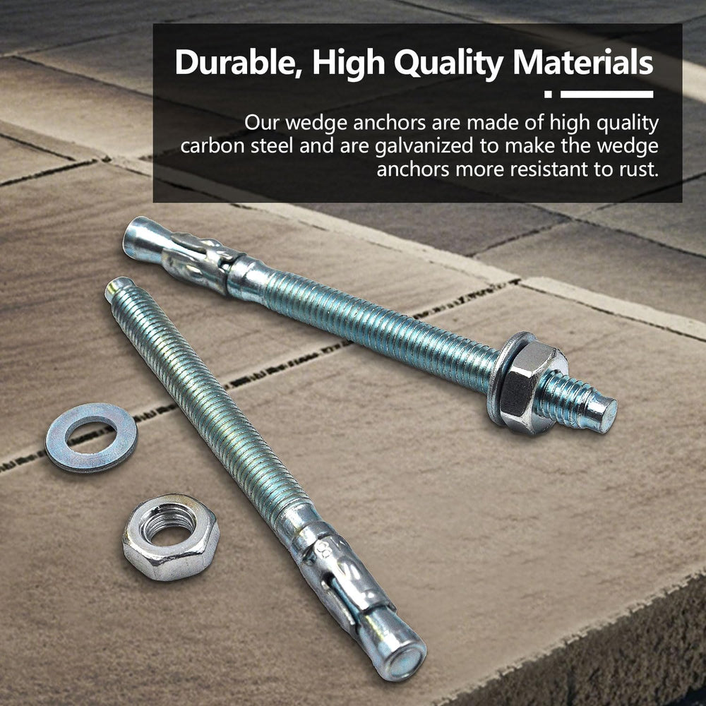 100-Pcs Wedge Anchors for Concrete,5/16" x 4"(M8x100mm) Zinc Plated...