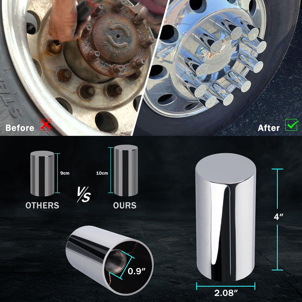 CheeMuii 60 Pcs 33mm Lug Nut Covers Kit Premium ABS Chrome Screw-on Nut Cover...