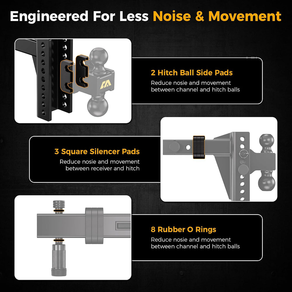 CAMMOO Adjustable Trailer Hitch for 2inch Receiver & 6 inch Rise/Drop Hitch