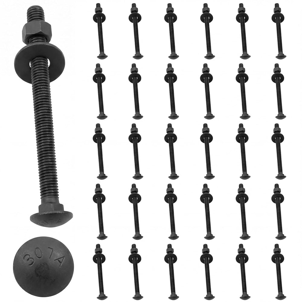 Therwen 30 Pack 1/2" X 6" Black Ceramic Carriage Bolts, 307A Grade