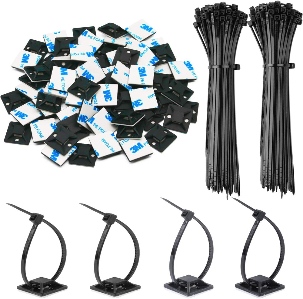 500 Pack 3/4" Zip Tie Adhesive Mounts Self Adhesive Cable Tie Base Holde...