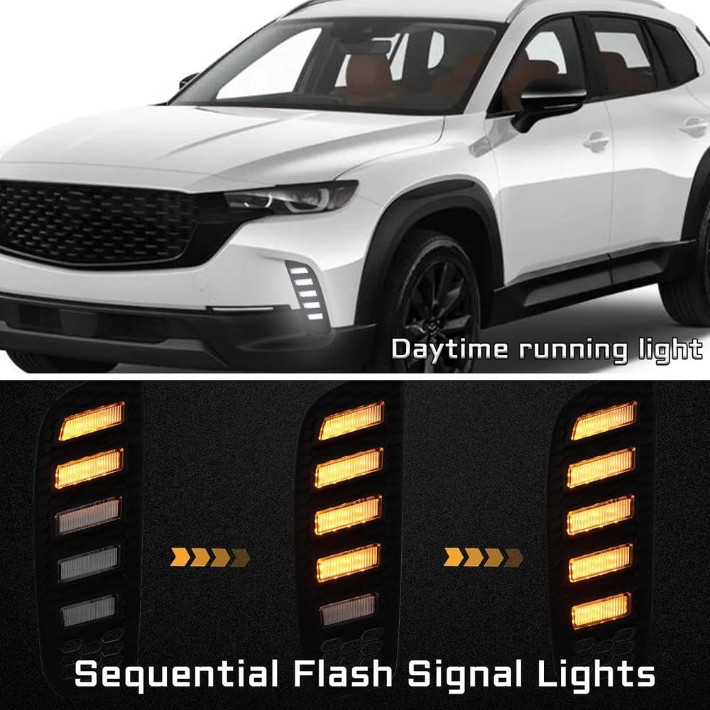 Switchback White/Amber LED Front Bumper Fog Light DRL Amber Sequential Turn S...