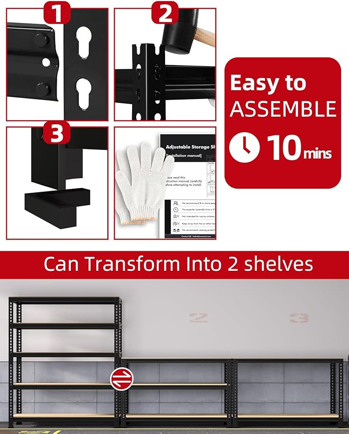 PrimeZone Heavy Duty Garage Storage Shelves (4PCS)