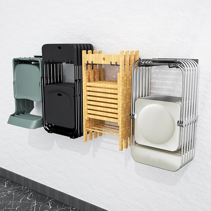 Folding Chair Storage Rack Wall Mount, Garden Tool Hanger (4 Pack)