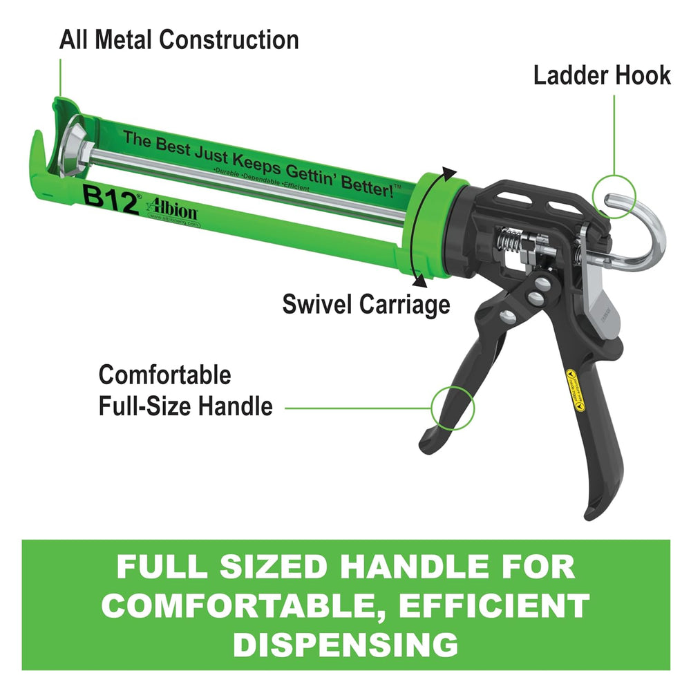 Albion Engineering Company B12 B-Line Manual Cartridge Caulking Gun, 1/10 Gal...