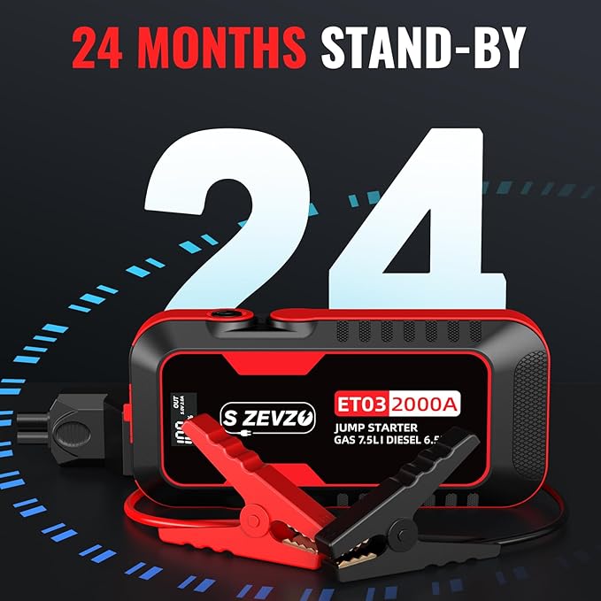 S ZEVZO ET03 Car Jump Starter 2000A Jump Starter Battery Pack