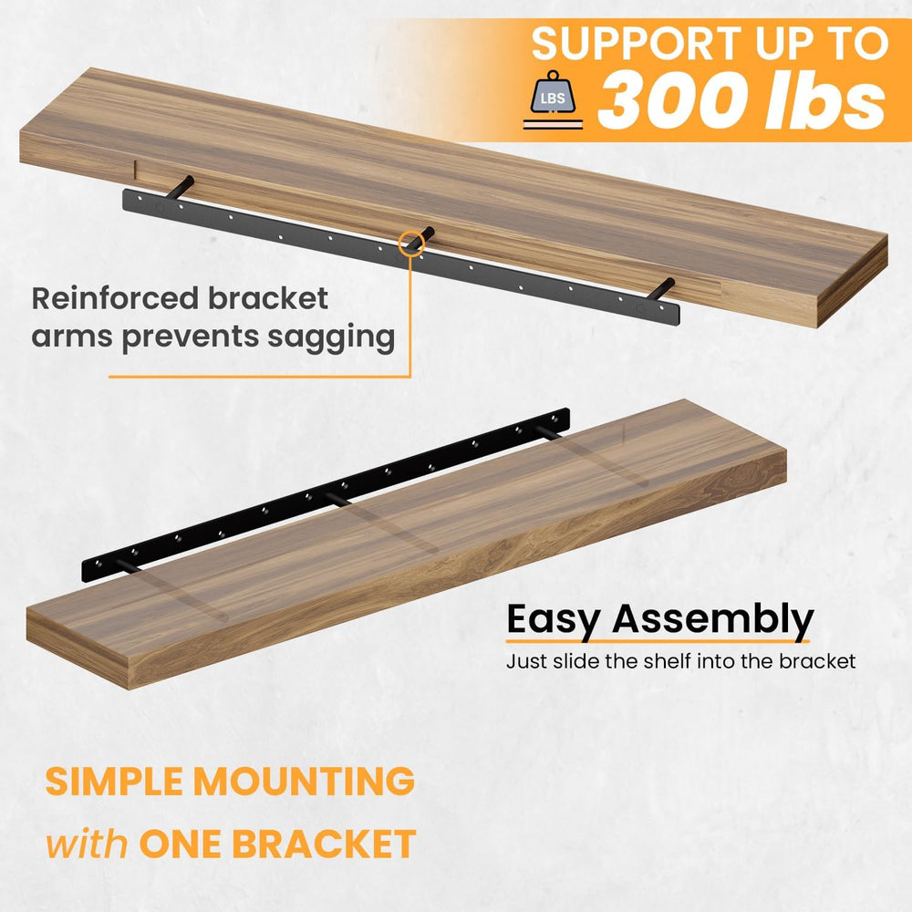 BATODA Hidden Shelf Brackets for Floating Shelves, 32", Steel, Pack of 2
