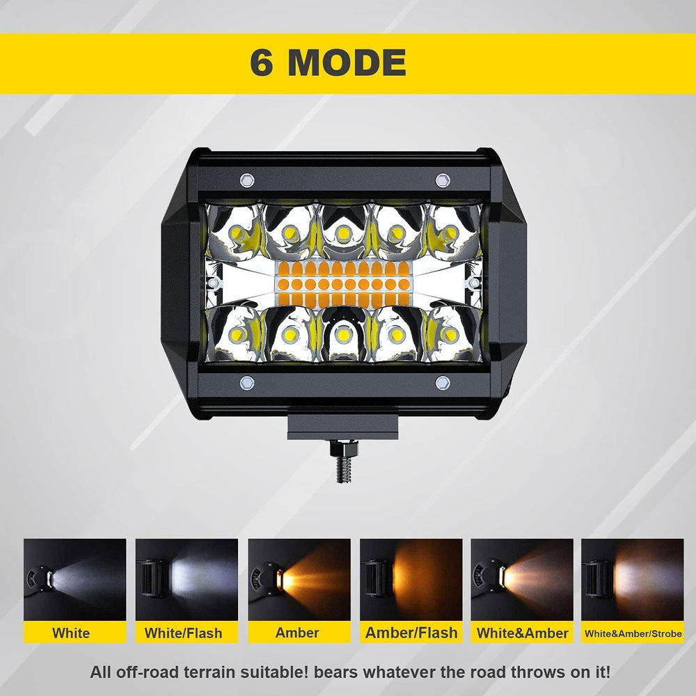 4PCS 4 inch LED Work Pods White/Amber Six Modes Strobe Fog Lights