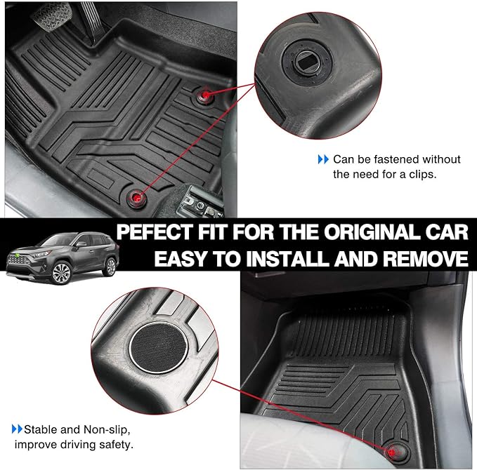 Powerty Floor Mats for 2019-2024 2025 Toyota RAV4 Accessories All Weather Floor
