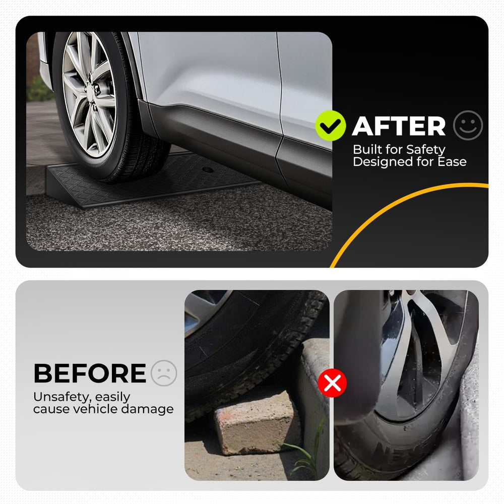 Auto Dynasty Rubber Curb Ramps, 2" Lift Height Curbside Driveway Ramp, 4...