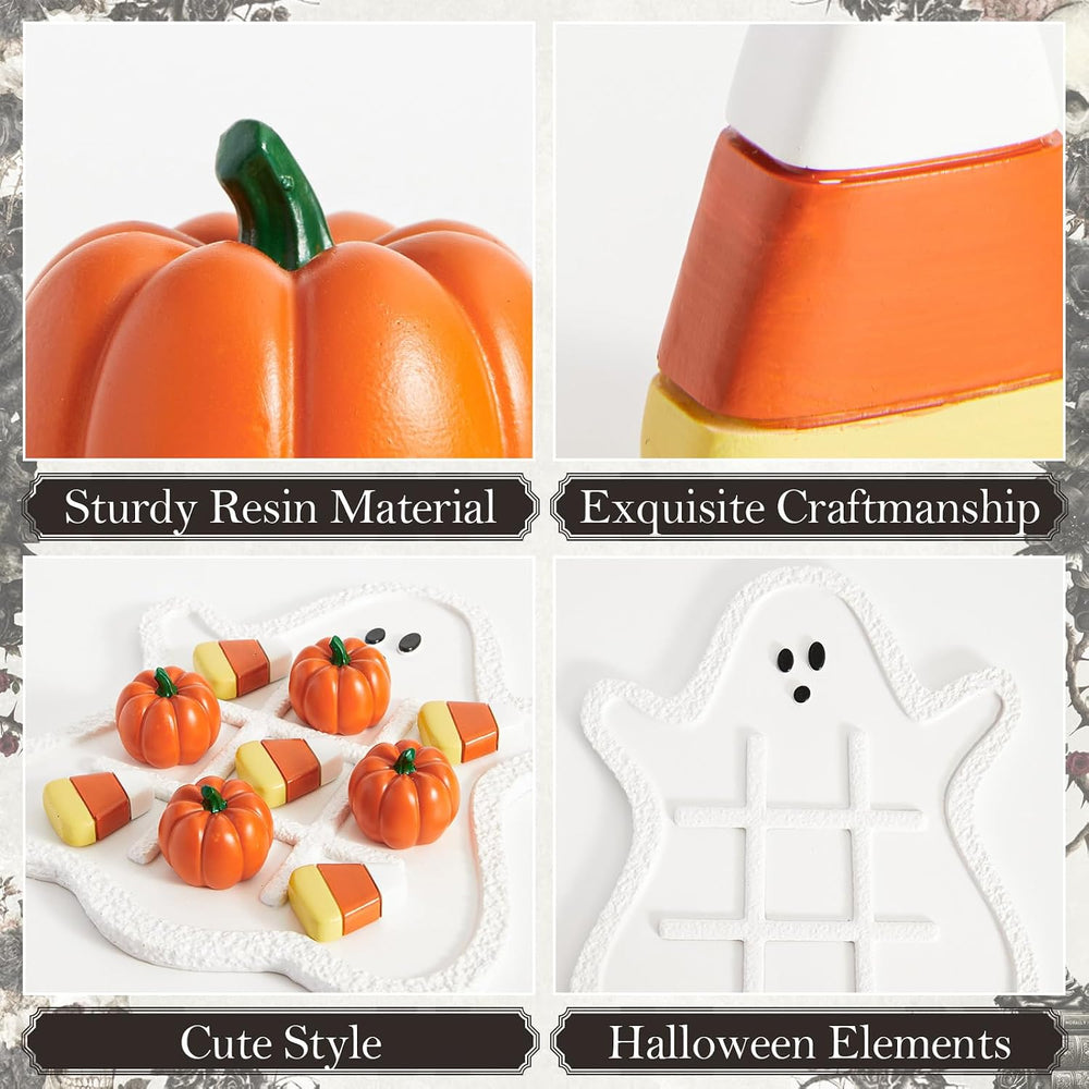 WDS WONDROUS Halloween Tic Tac Toe with Pumpkins, Fall Coffee Table Decor
