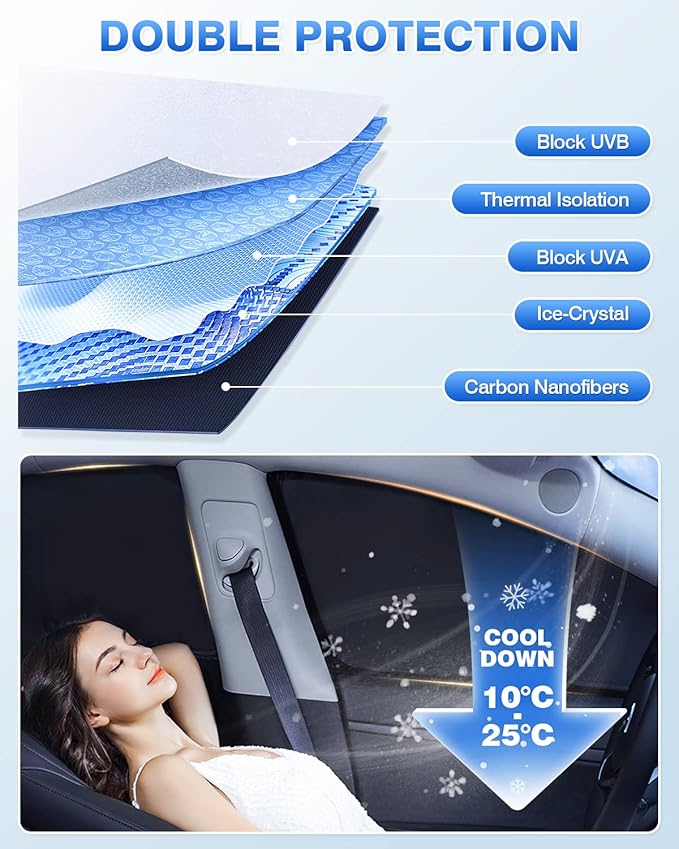 Windshield Sun Shade for 2021-2025 2026 Ford Bronco 4 Door Side Rear Window (...
