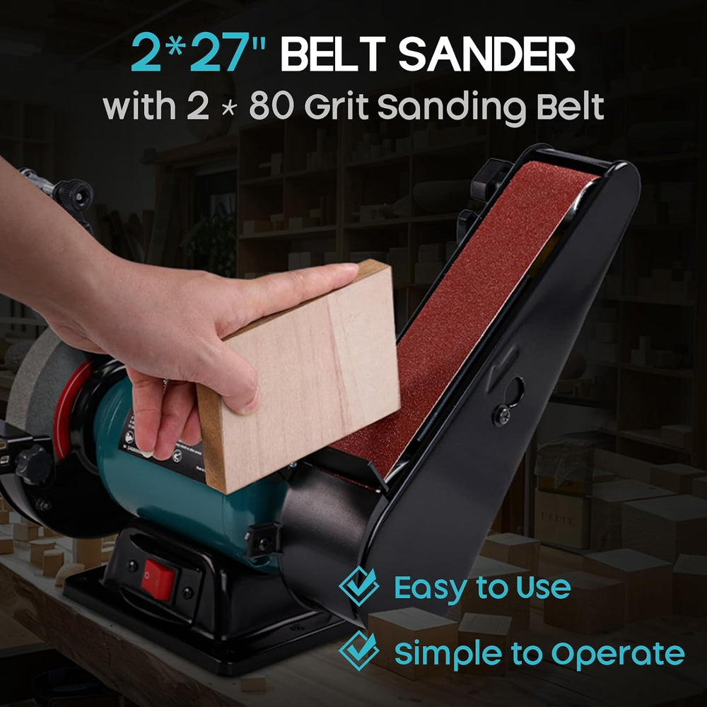 Compact Grinder Sander Combo, 6-Inch Grinding Wheel and 2" x 27" Sa...
